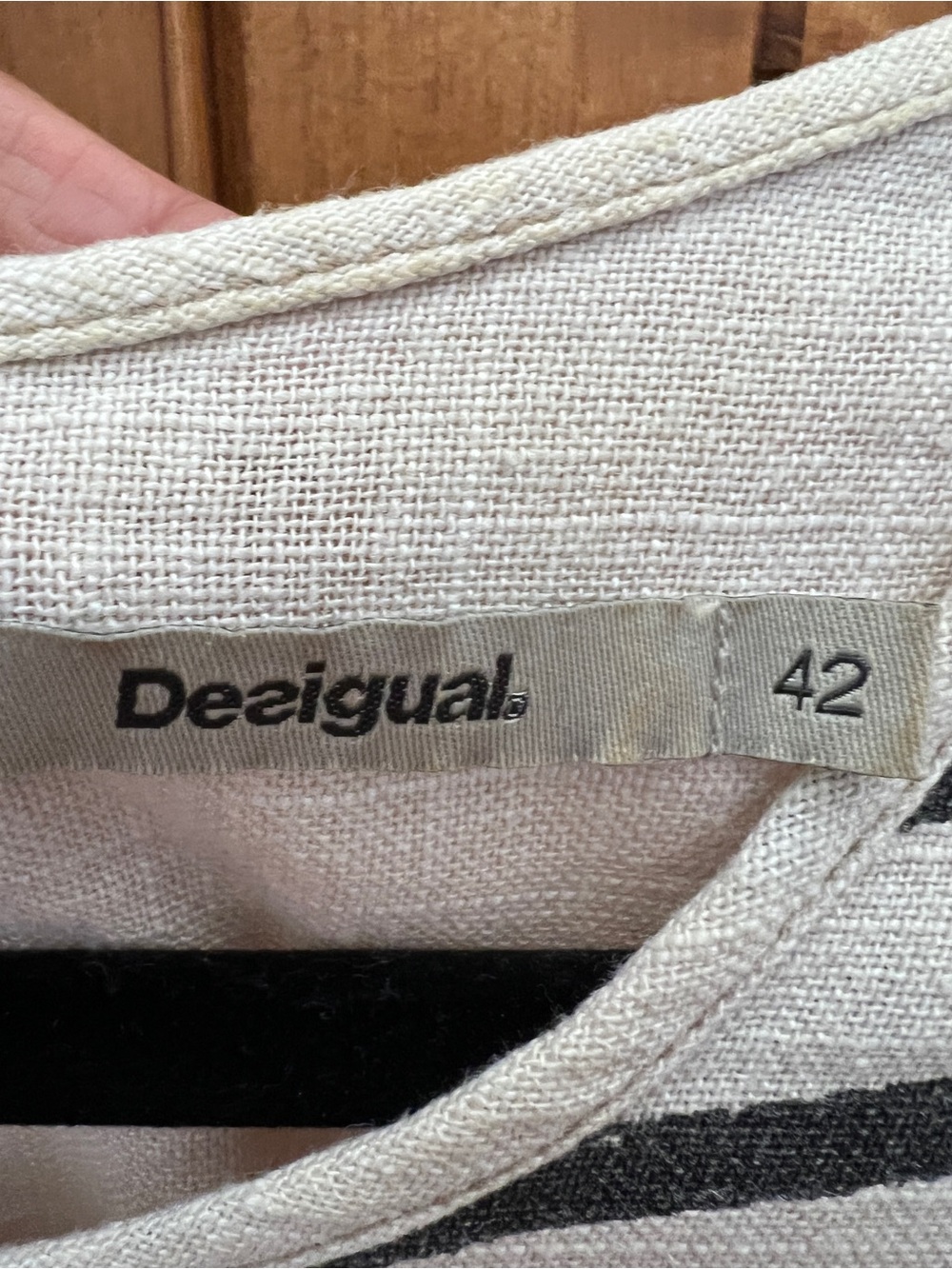 Desigual Matias Linen Blend Abstract Brushstroke Stripe Shift Dress 42 Minimal - Picture 4 of 4